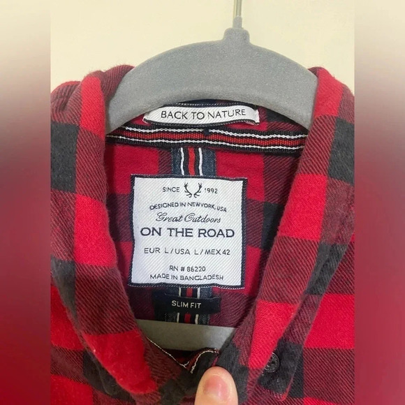 On The Road Black 100% Cotten Black and Red Flannel men’s Shirt size medium - Picture 6 of 12